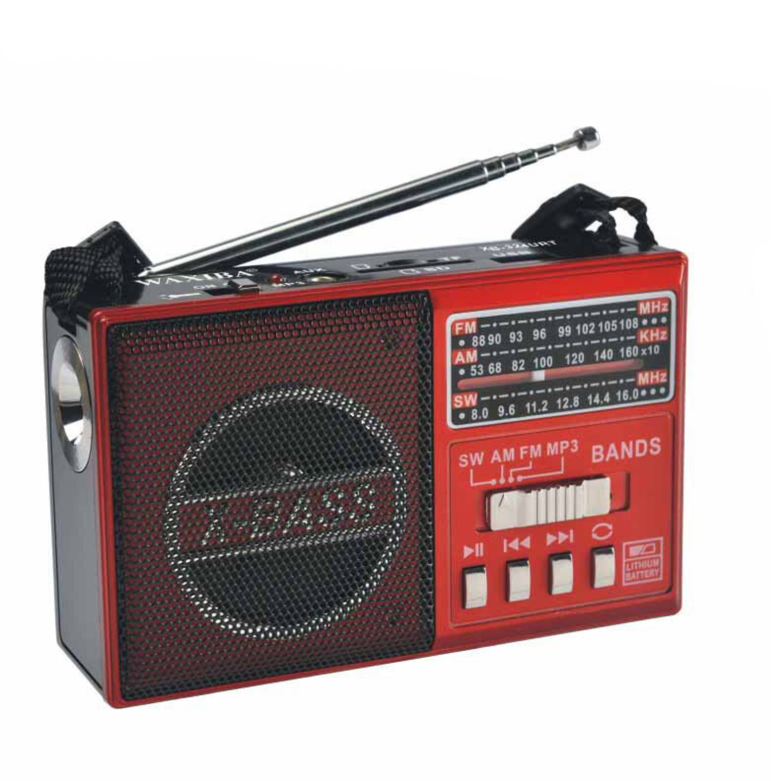 3 Band World Radio SD/USB AM/FM/SW MP3 Player Led Torch Rechargeable