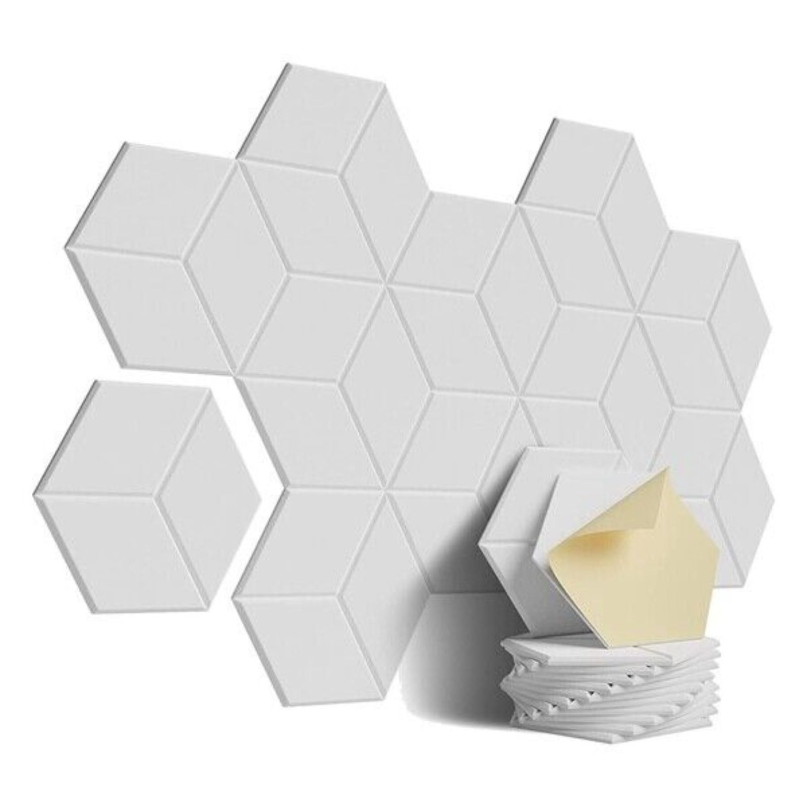 Self Adhesive Acoustic Foam Sound Insulation 12Pack Sound Proofing Panels White