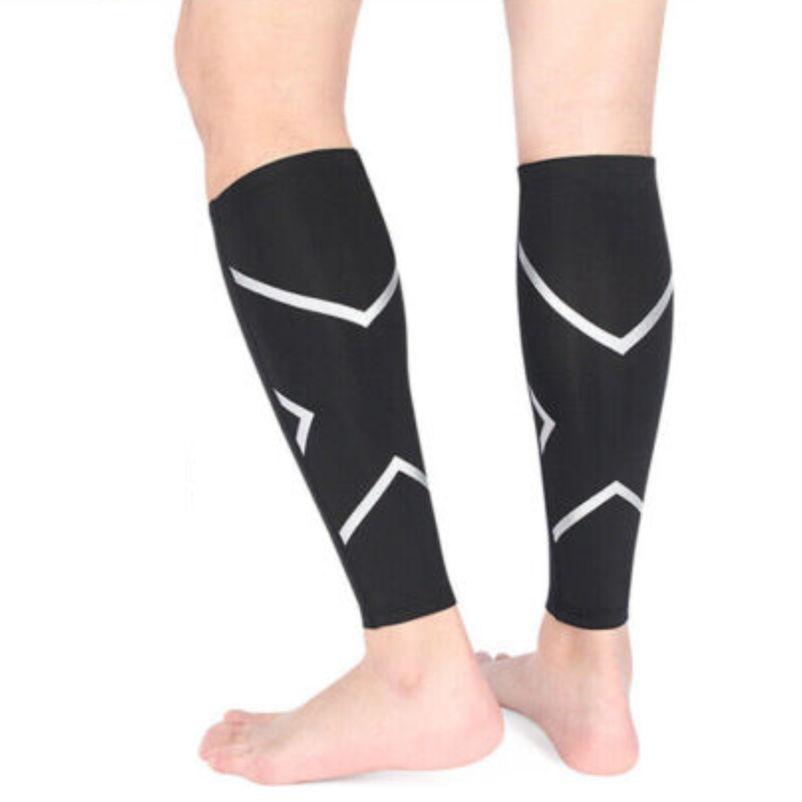 Pain Relief Gym Running Leg Brace Support Compression Calf Sleeve Black M 1x