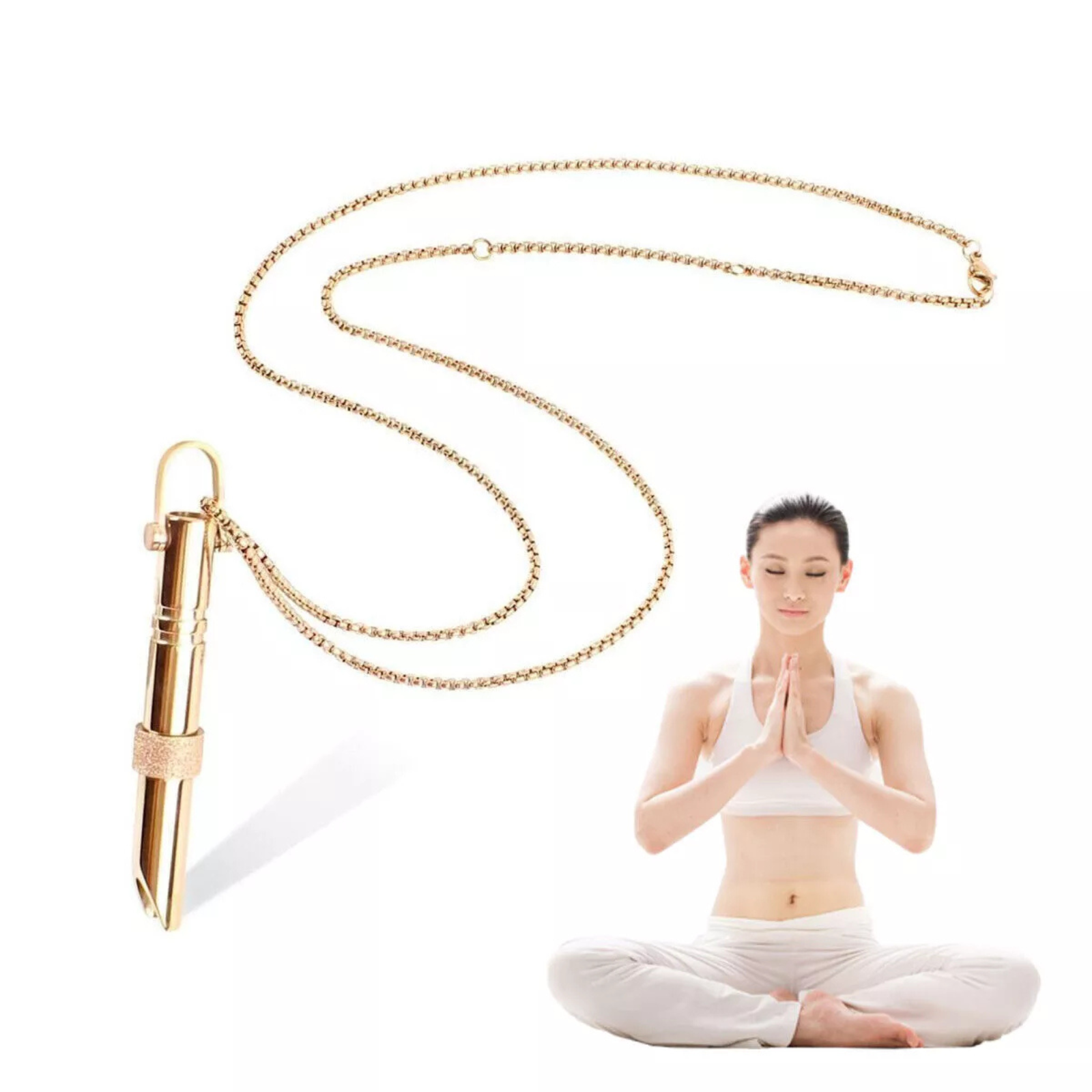 Breathing Necklace Meditation Anxiety Stress Relief Natural Calming Gold