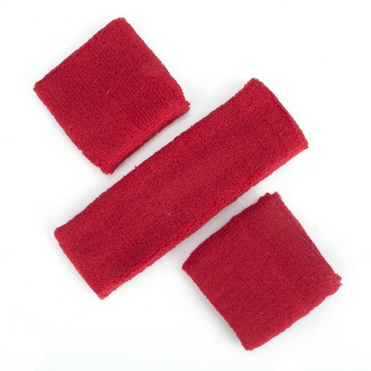 Sport Tennis Badminton Yoga Cotton Red Wristbands Headband Sweatbands