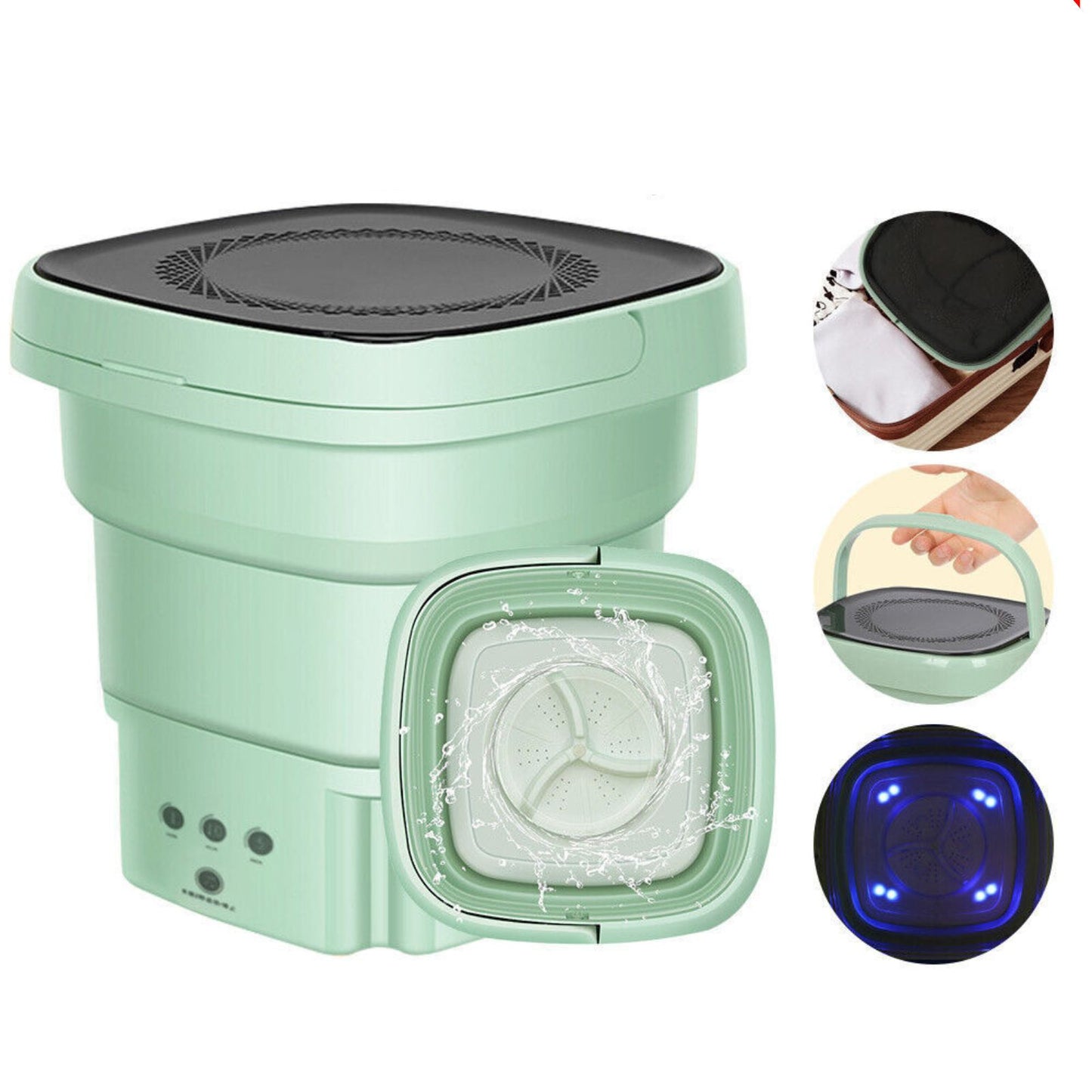 Portable Laundry Machine Wash Clothes 4.5 Mini Washing Machine Green Bucket