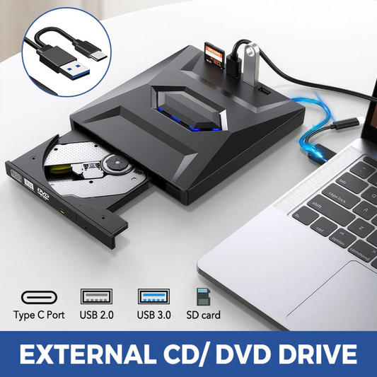 Portable CD/DVD +/-RW Burner DVD Player External CD DVD Drive for Laptop USB C