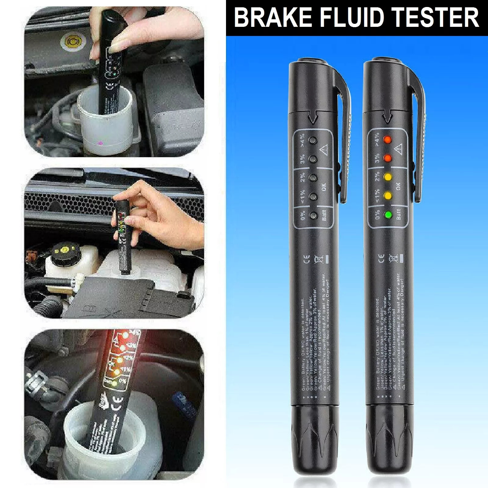 Test Indicator Pen Brake Oil Fluid Tester LED Moisture Liquid Tool Car Vehicle