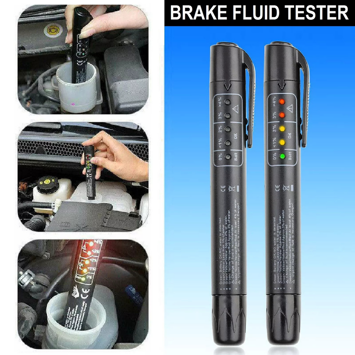 Test Indicator Pen Brake Oil Fluid Tester LED Moisture Liquid Tool Car Vehicle