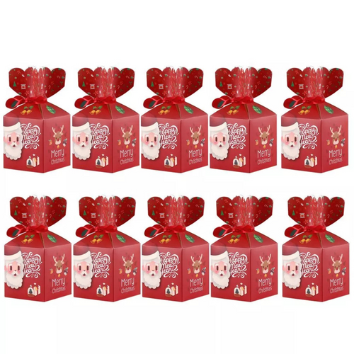 10x Christmas Gift Box Wrapping Bag Candy Boxes Party Favour Present Red
