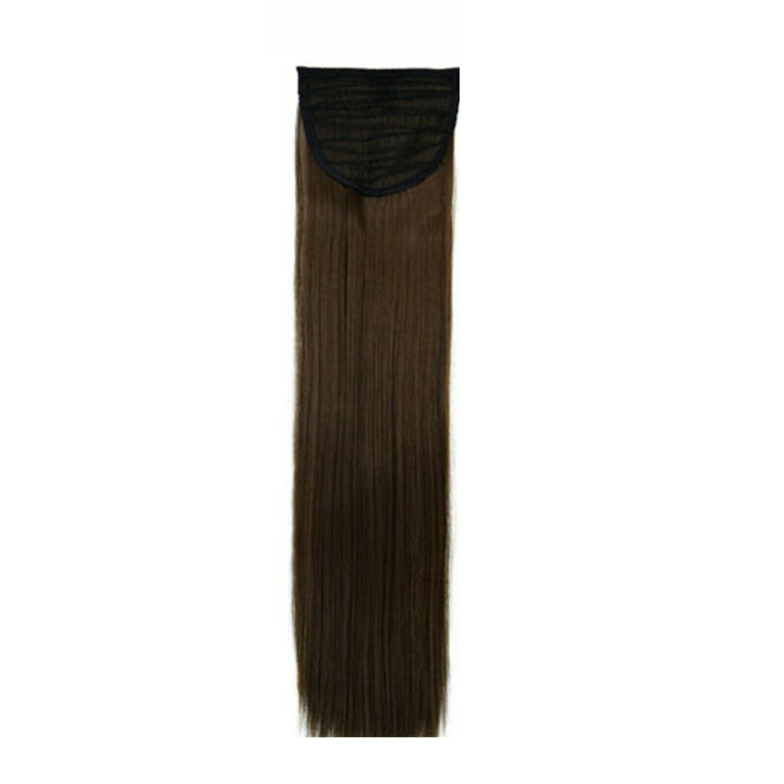 Human Natural Hair Extensions Pony Tail Hair Wrap Medium Brown
