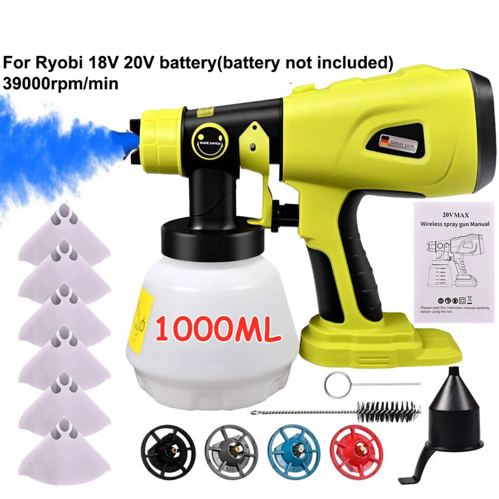 Sprayer For Ryobi 18V 20V battery Cordless High Pressure Airless Spray Gun Paint