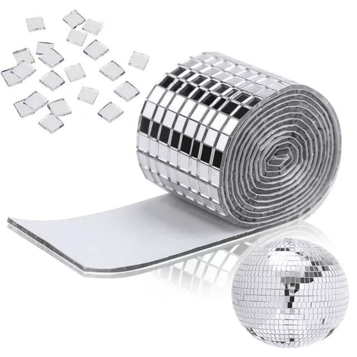 Self-Adhesive Square Mirror Wall Sticker Decors Home Mini Mosaic Glass Silver