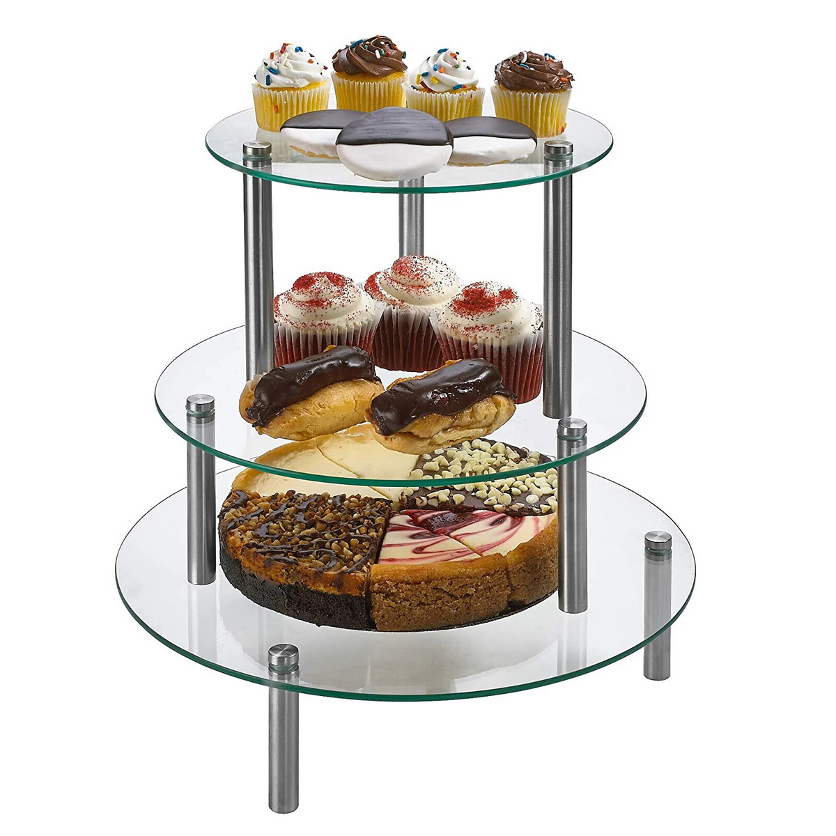 3Tier Round Cupcake Cake Stand Acrylic Clear Stylish Dessert Display