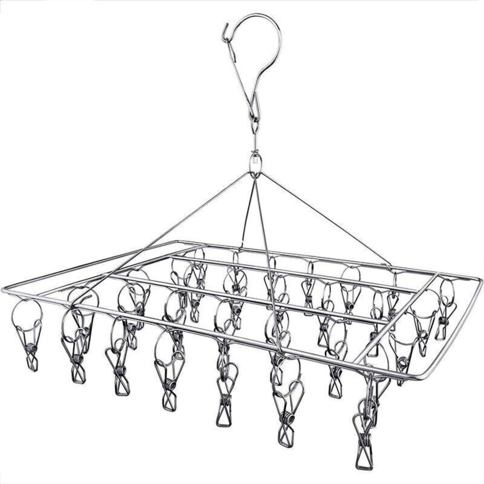 40 Pegs Laundry Clothes Sock Underwear Hanger Stainless Steel Rack