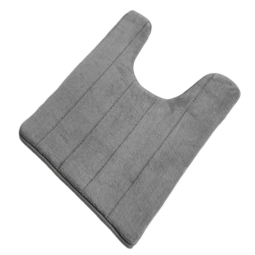 Silver Grey U Shaped Toilet Floor Mat Memory Foam Anti Slip Design