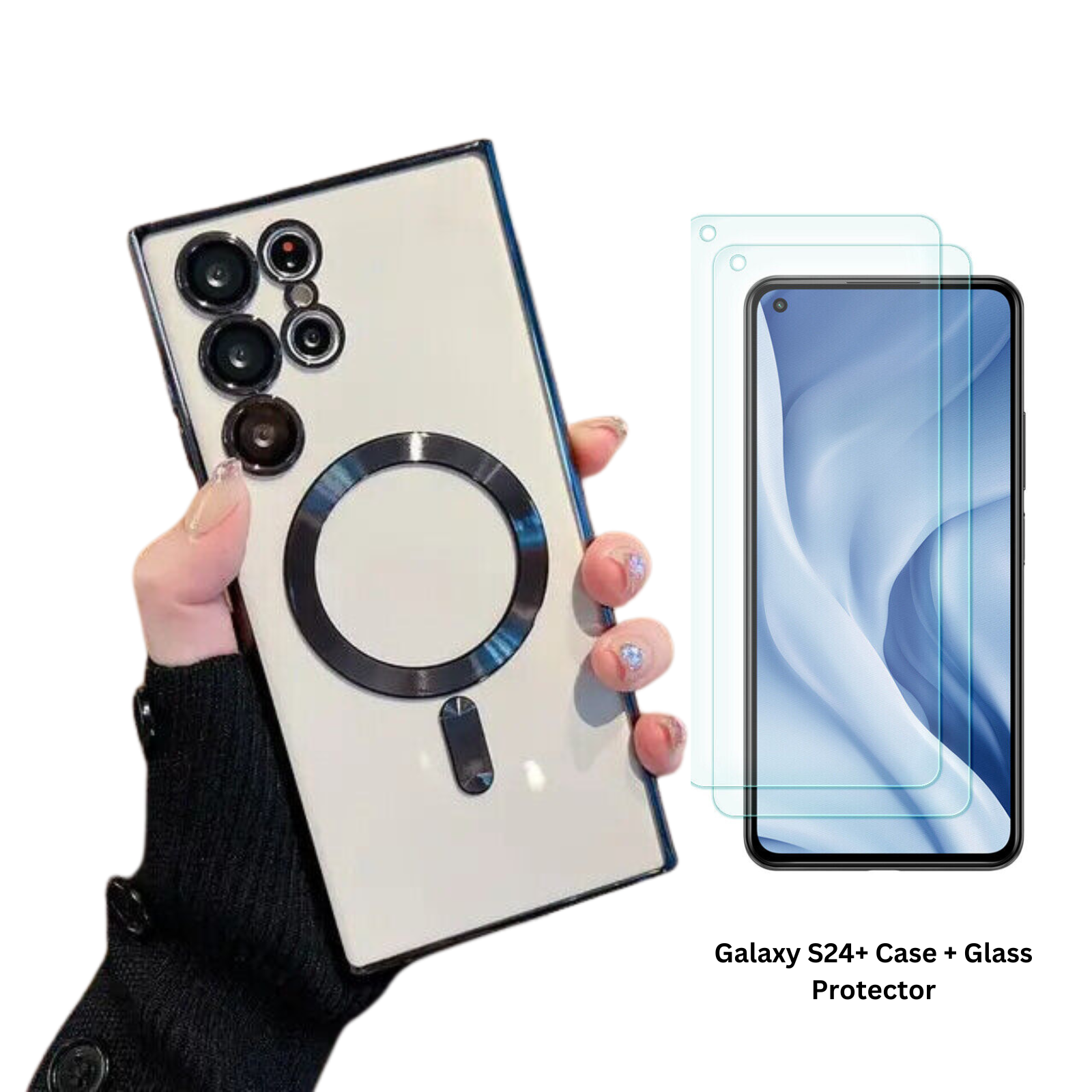 Galaxy S24+ Shockproof Mag Safe Magnetic Case Cover with Glass Protector