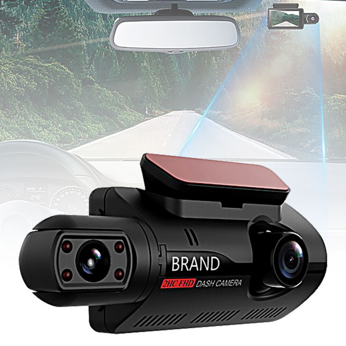 Dash Cam Front And Rear Video Recorder Camera G-Sensor HD 1080P Car DVR 3" Lens