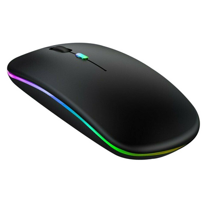 Bluetooth 5.1+ 2.4G Cordless Rechargeable Slim Wireless Mouse Laptop PC Black
