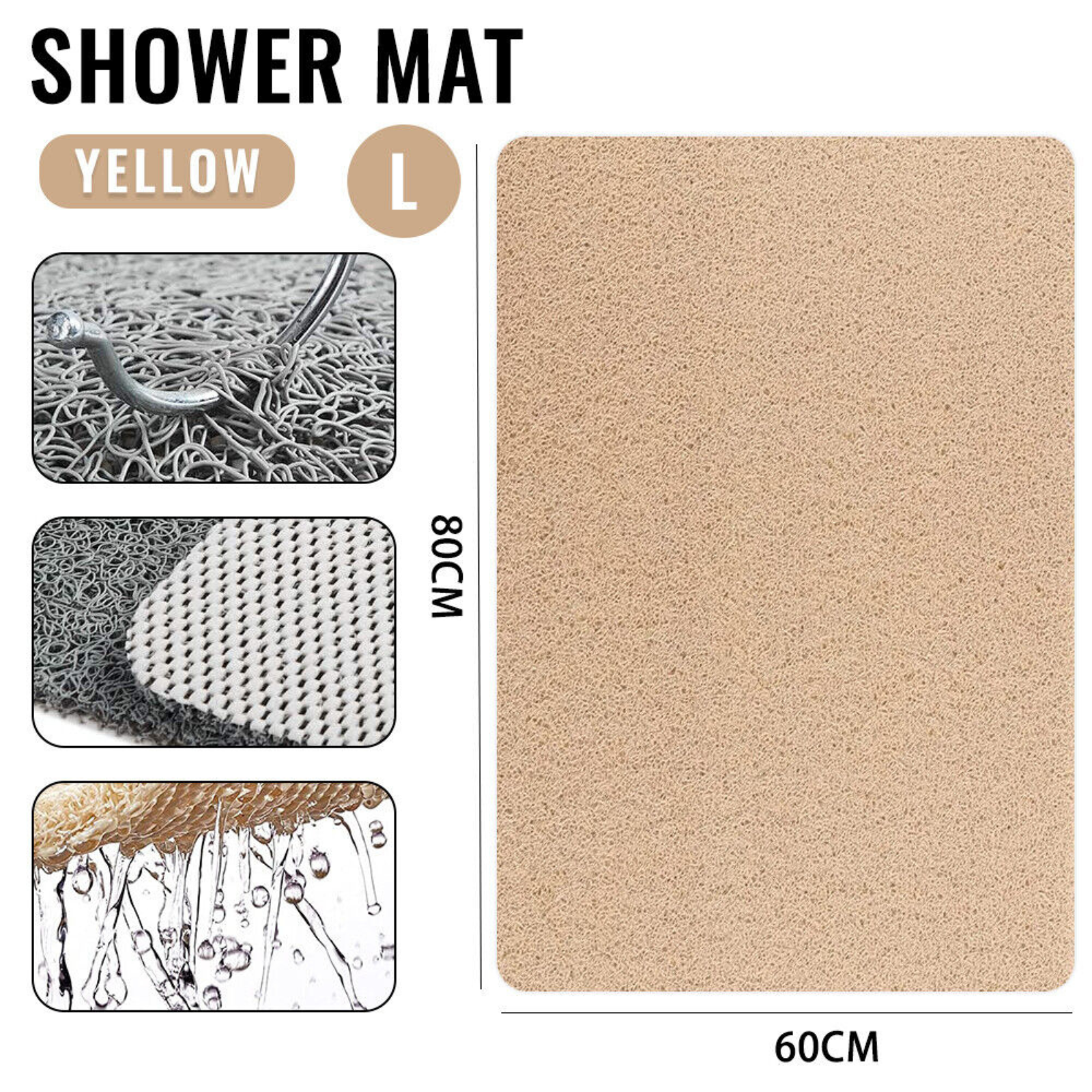 Bath Mat Carpet Water Drains Shower Bath Shower Rug Anti Slip Loofah