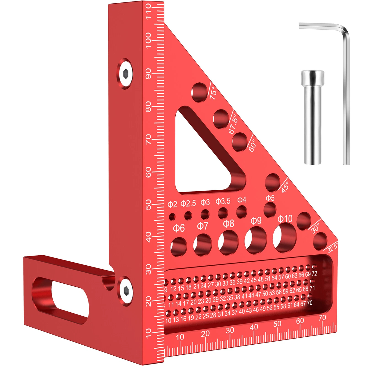 3D Metric Woodworking Ruler Multi Angle Measuring Layout Carpenter Tool Red
