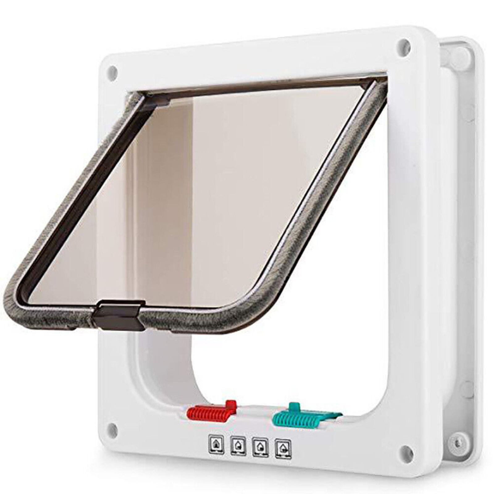 4-Way Lockable Door Pet Dog Cat Lockable Brushy Flap Door Screen