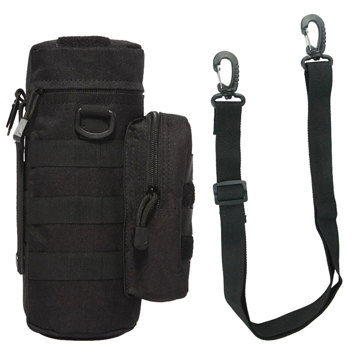 Water Bottle Carrier Tactical Bag Molle Kettle Black Outdoor Travel Strap