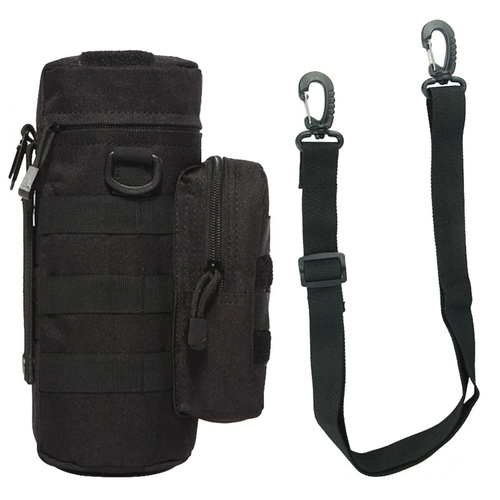 Water Bottle Carrier Tactical Bag Molle Kettle Black Outdoor Travel Strap