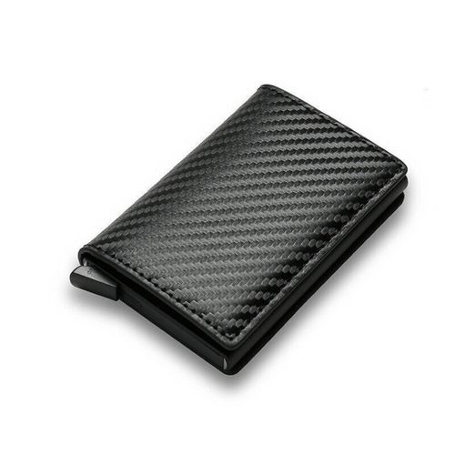 Black Carbon Fiber Wallet Credit Card ID Holder Men's RFID Blocking Slim Purse