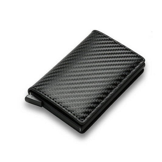Black Carbon Fiber Wallet Credit Card ID Holder Men's RFID Blocking Slim Purse