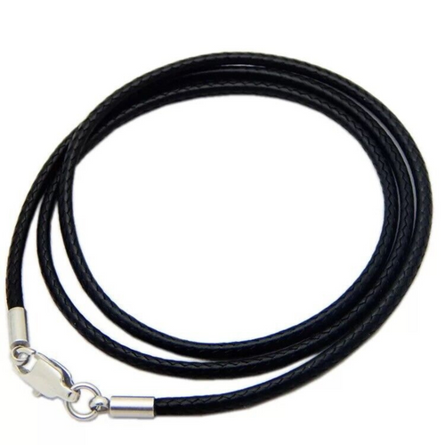 2.0mm Stainless Steel Lobster Clasp Black Woven Necklace Rope Leather Cord