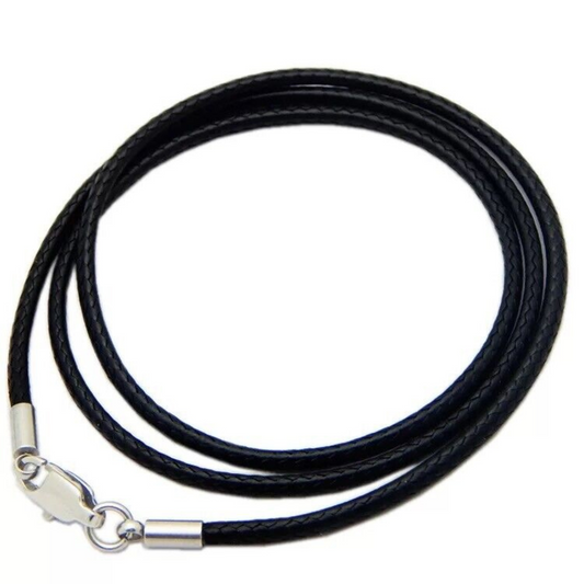 2.0mm Stainless Steel Lobster Clasp Black Woven Necklace Rope Leather Cord