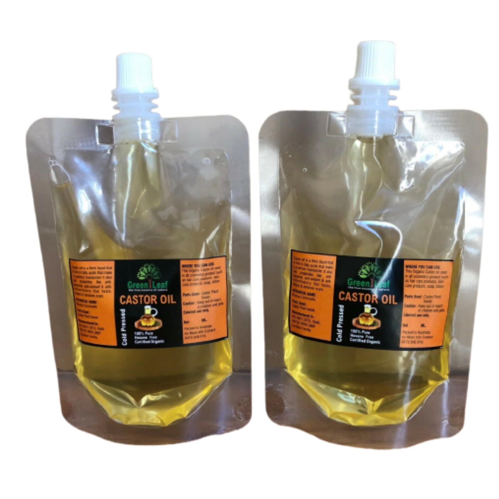 2x 100ML Pouch Cold Pressed, Hexane Free 100% Organic Castor Oil