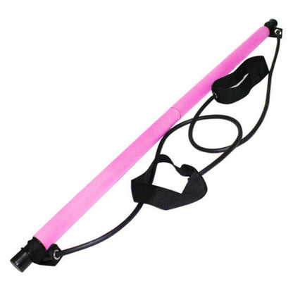 Pilates Stretch Rope Yoga Exercise Bar Portable Exercise Trainer Rope Pink