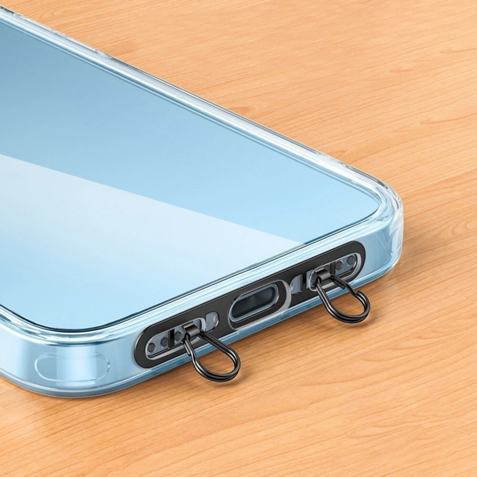 Black Stainless Steel Phone Lanyard Patch Clip Connector Holder