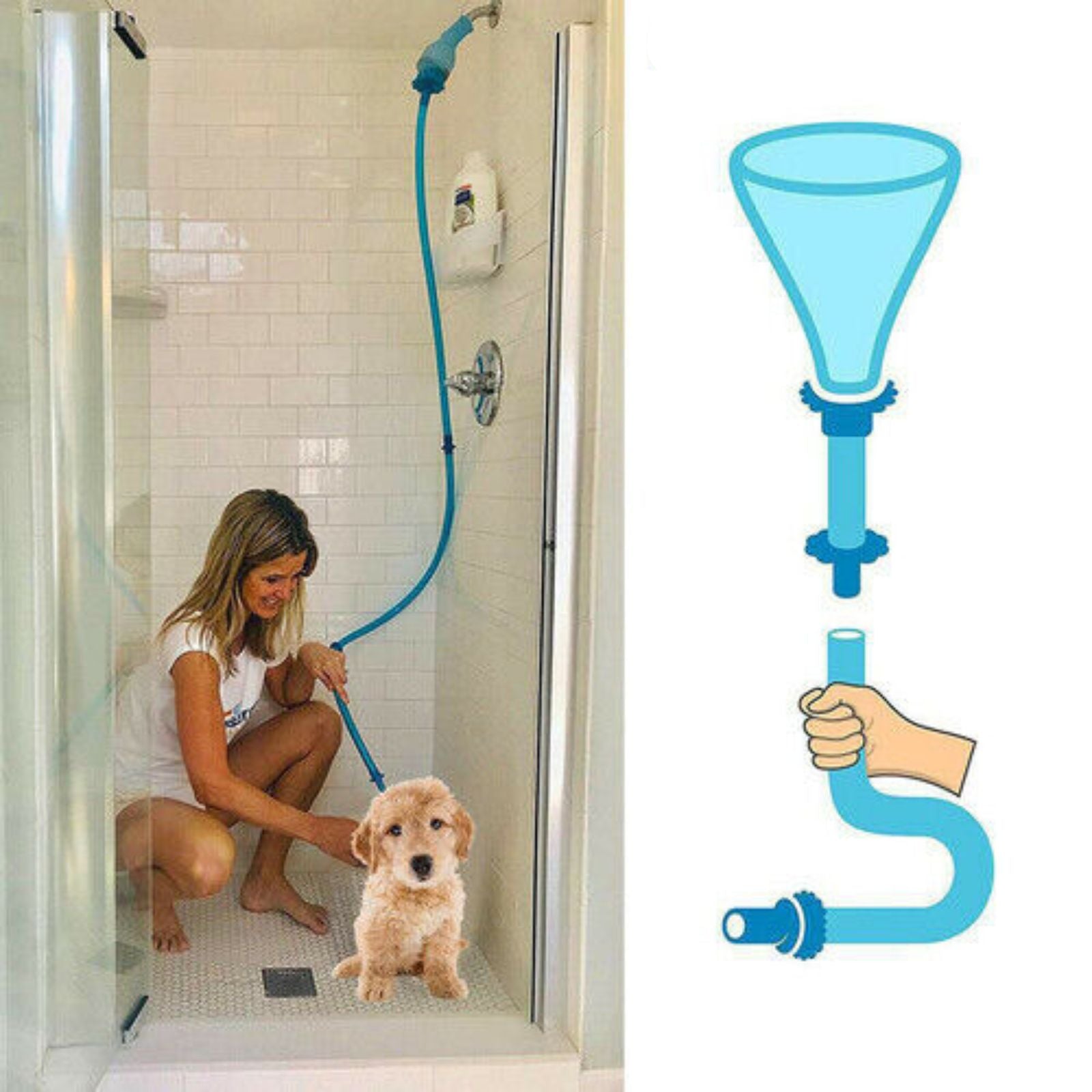 Handheld Rinser Dogs Bathing Pet Shower Connector Sprinkler Attachment Hose