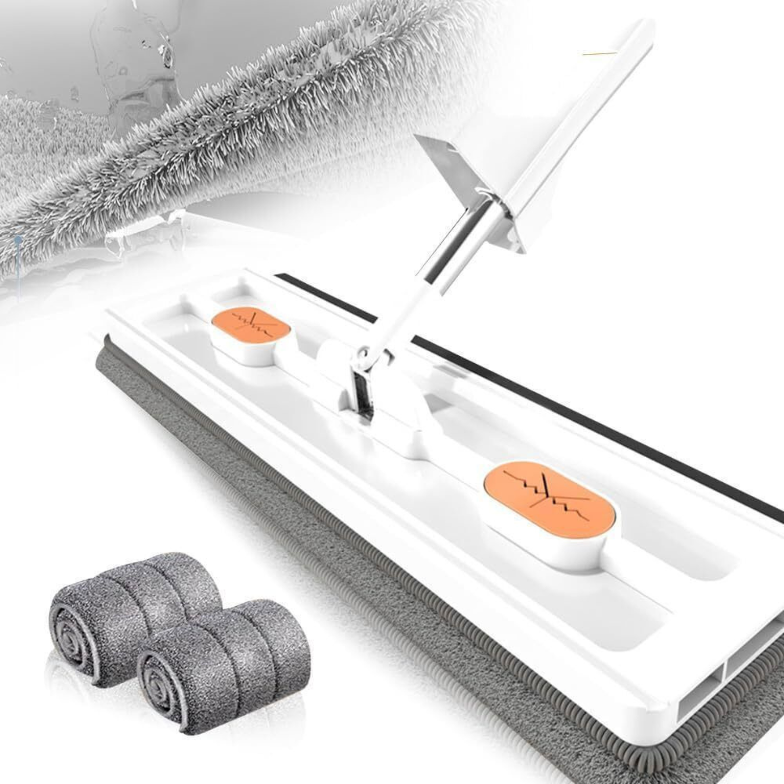 White 360°Rotating Magic Self Wringing Mop Roseionly Style Large Flat Mop