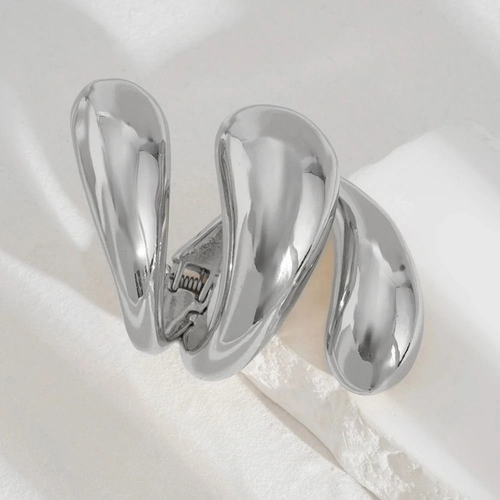 Silver Jewelry for Women Geometric Fashion Wide Metal Cuff Bracelet 01