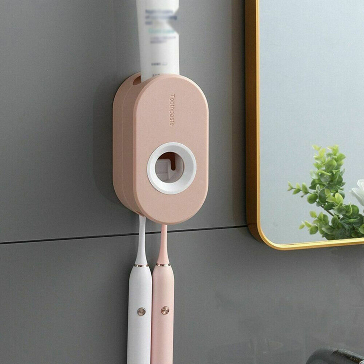 Wall-Mounted Rack Bathroom Toothbrush Holder Automatic Toothpaste Dispenser
