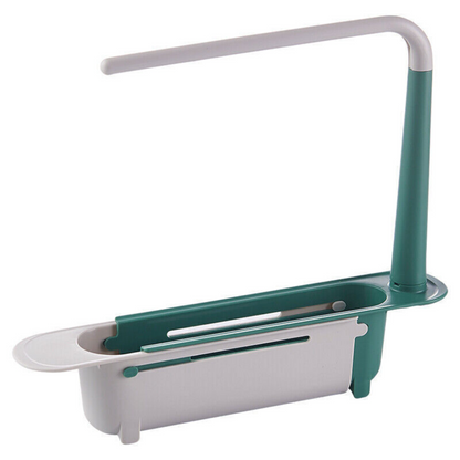 Expandable Drain Basket Organizer Telescopic Sink Rack Storage Holder Green