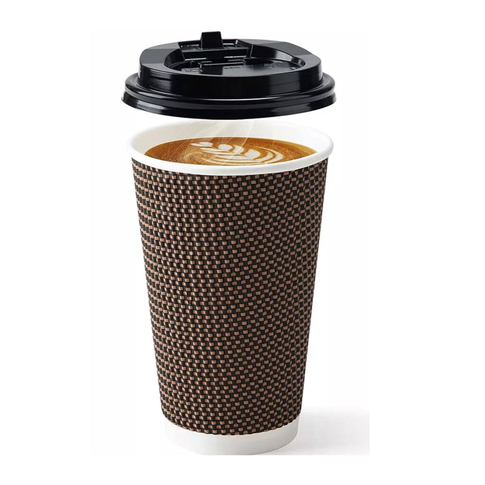 12oz (50Cups & 50Lids) Paper Takeaway Disposable Coffee Cups with Lids Healthy