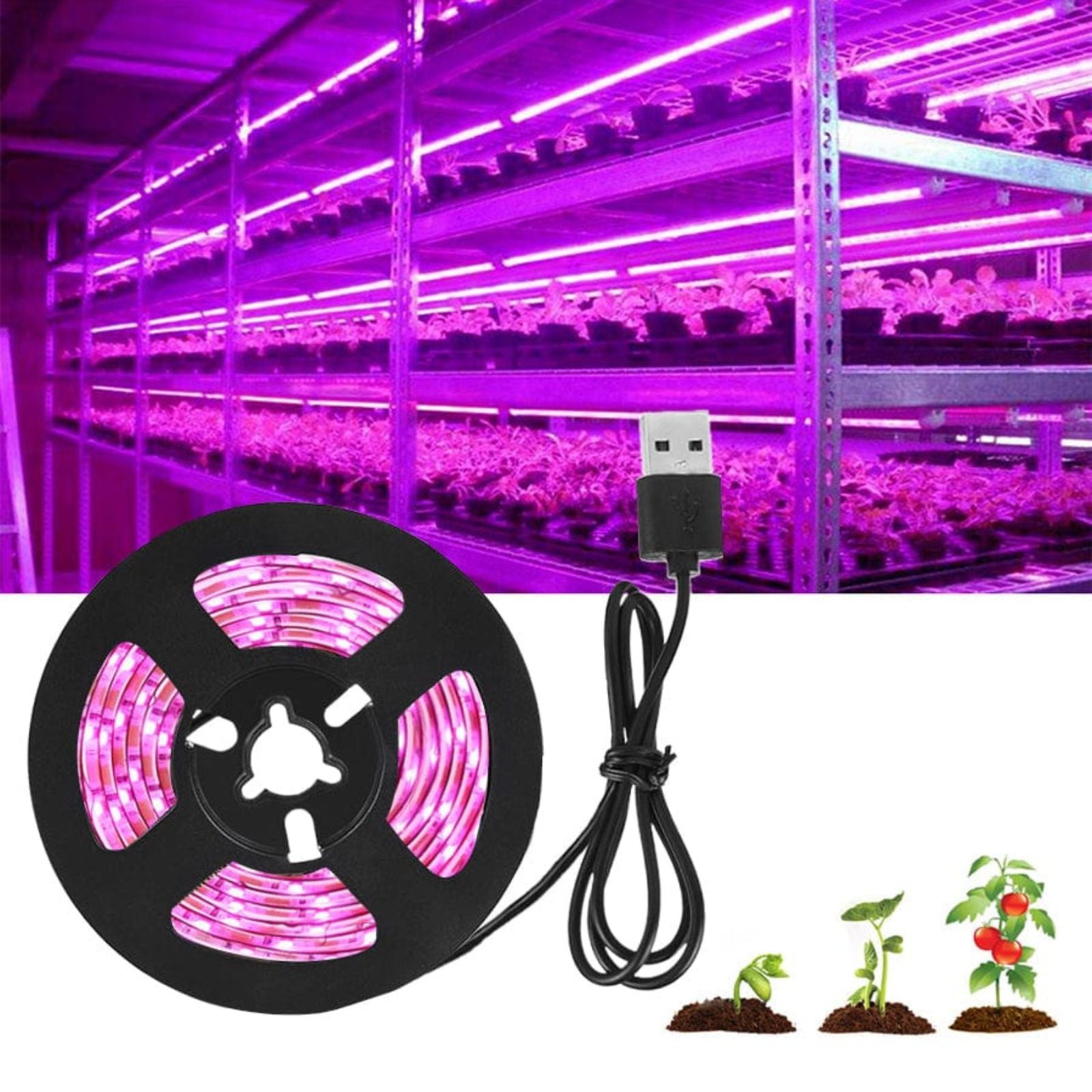 Indoor Flower Plant Growing Lamp Strip LED Grow Light USB UV Full Spectrum Strip