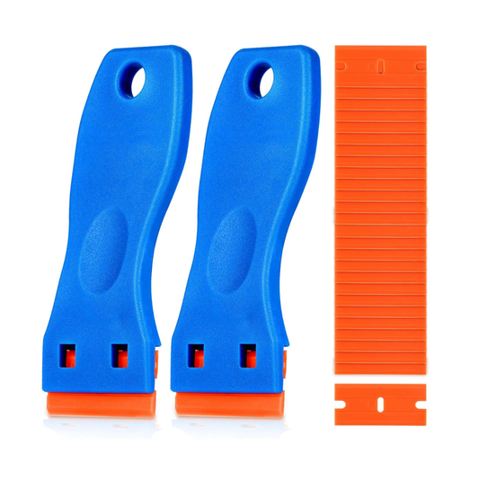 2x Sticker Scraper Razor + 100PCS Blades Plastic Remover Tool