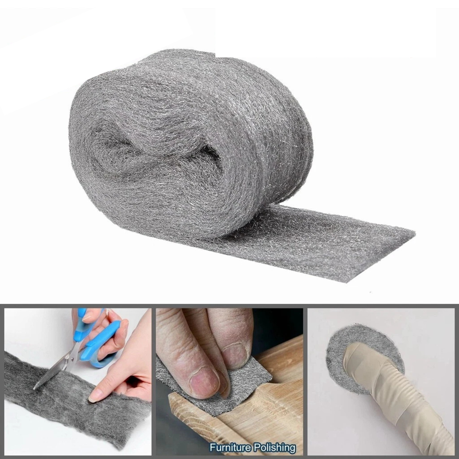 Polishing Grinding Cleaning Remover  Grade 0000 Steel Wire Wool Wrap 3.3m 1 Roll