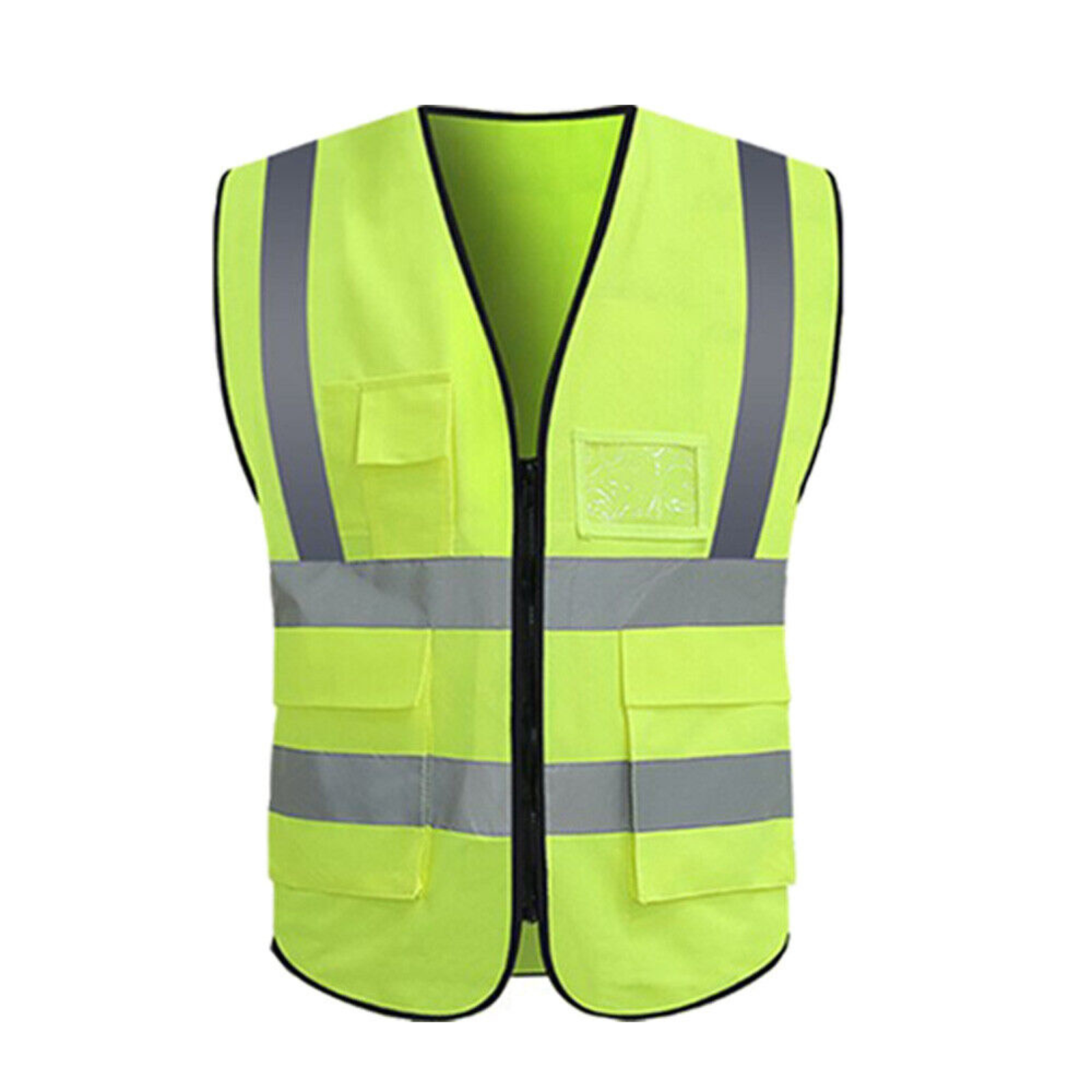 Reflective High Visibility Hi Vis Safety Vest Tape Zip Workwear Pocket Night