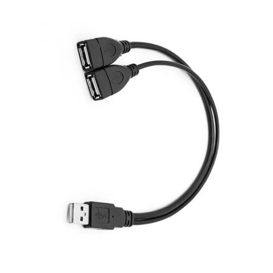 Power Adapter Splitter A-Male to 2 A-Female Y Cord Double USB Extension Cable