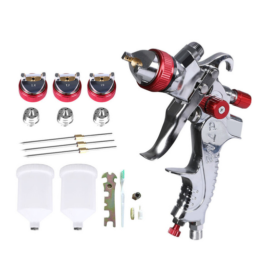 Air Feed Gravity Spray Gun Traderight Paint Gun Kit HVLP 1.4mm 1.7mm 2mm 3Tips