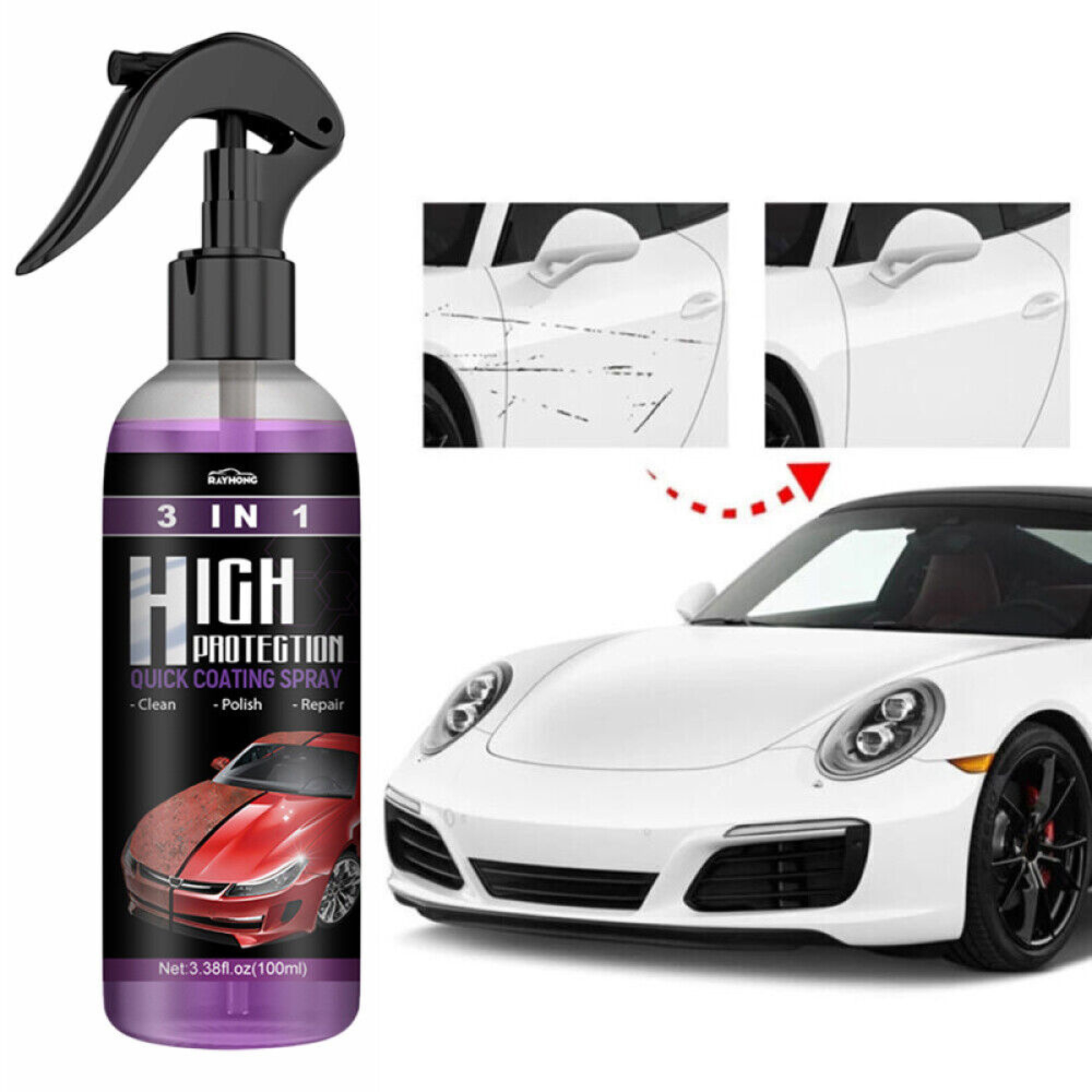 Ceramic Coating Spray 100ml 3 In 1 High Protection Quick Car Coat Hydrophobic