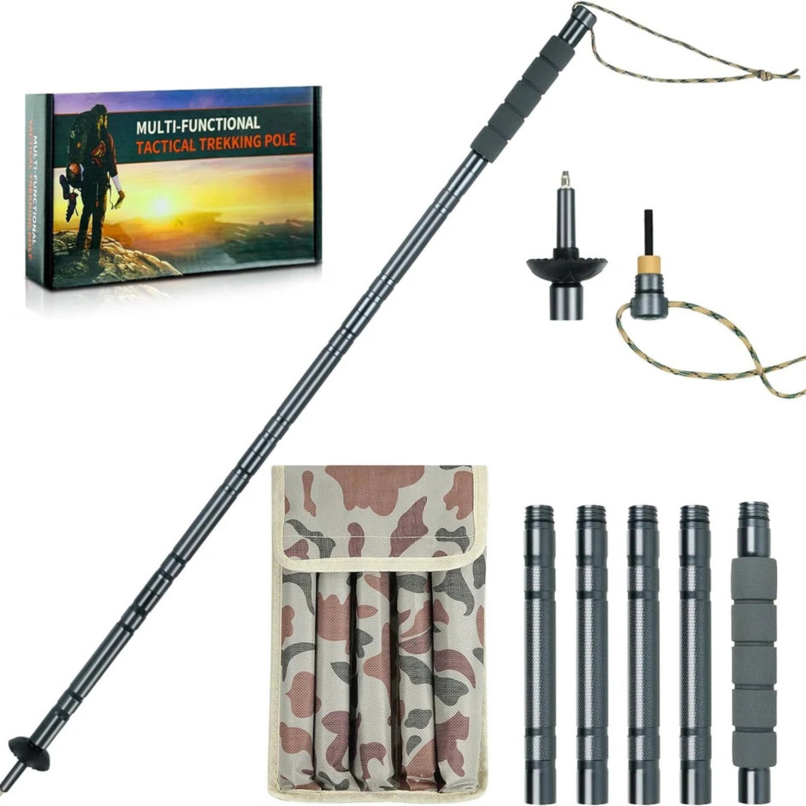 Trekking Poles Multifunctional Hiking Adjustable Anti Shock Walking Sticks