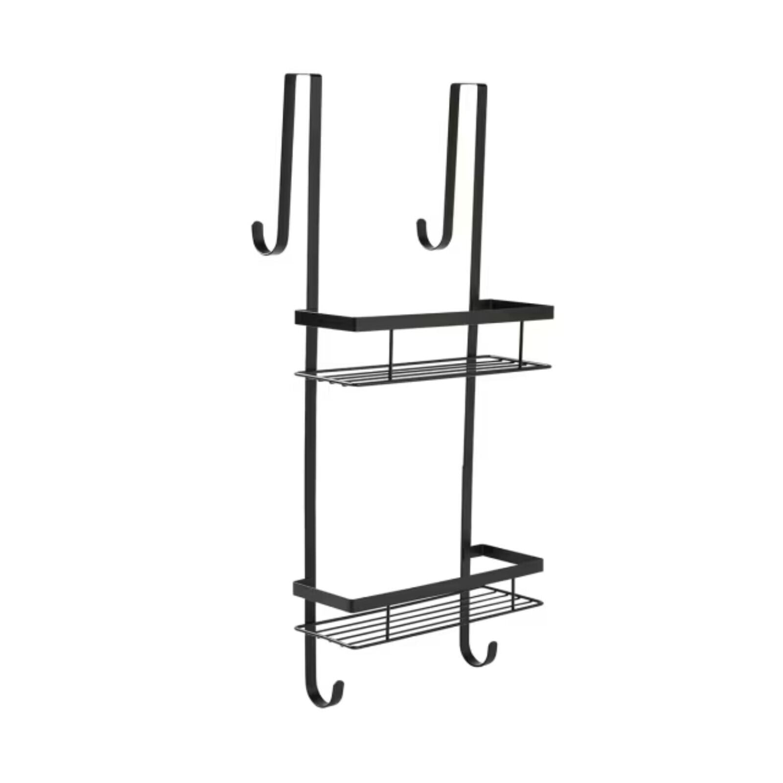 2 Tier Bathroom Storage Rack Holder Over Door Shower Caddy Shelf Bath Organizer