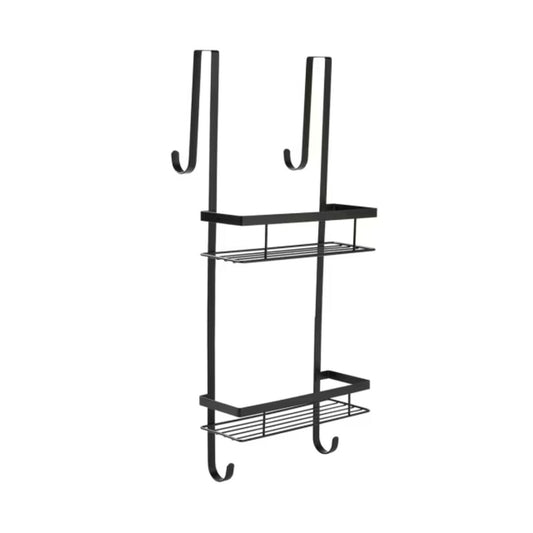 2 Tier Bathroom Storage Rack Holder Over Door Shower Caddy Shelf Bath Organizer