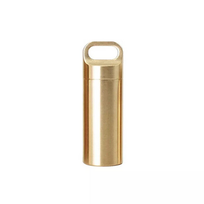 Medicine Capsule Holder Waterproof Brass Pill Box Case Bottle Container Medium