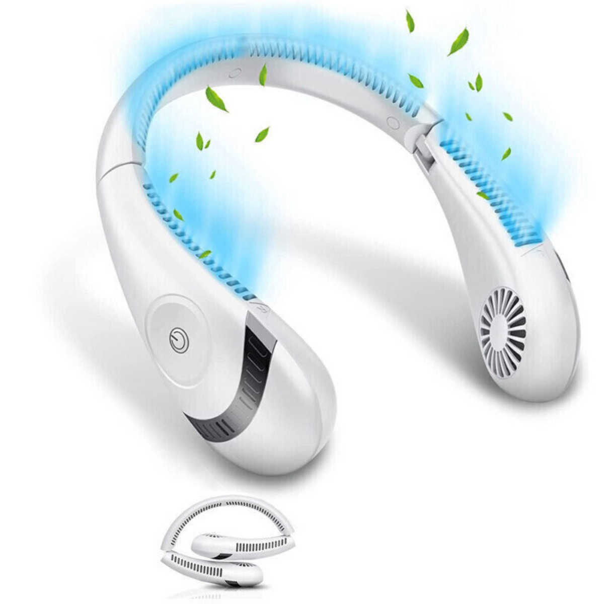Portable Mini Bladeless Neck Fan Hanging Air Cooler USB Rechargeable White