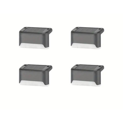 4pcs Pathway Stairs Step Fence Lamp Outdoor Solar LED Deck Lights Path Black